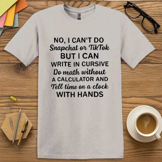 “Can You Do This?” teacher t-shirt in Ice Grey. A clean typography design for classroom humor.